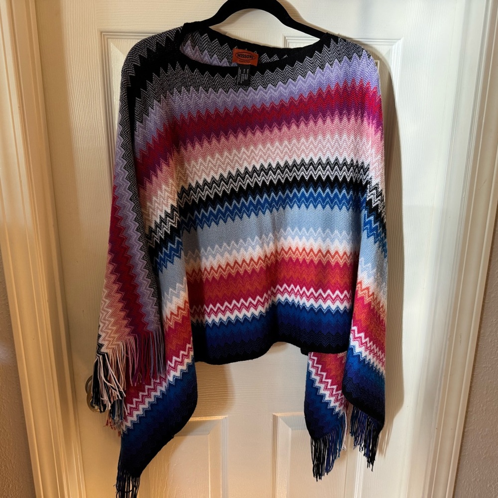 Missoni Vibrant Zigzag Knit Poncho